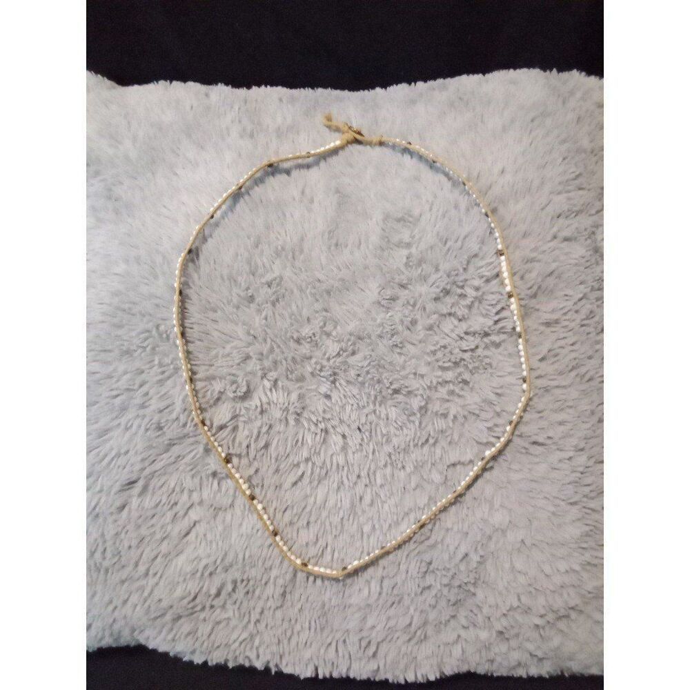 31" wrap bracelet or long necklace rope white glass & copper beads - Picture 3 of 8